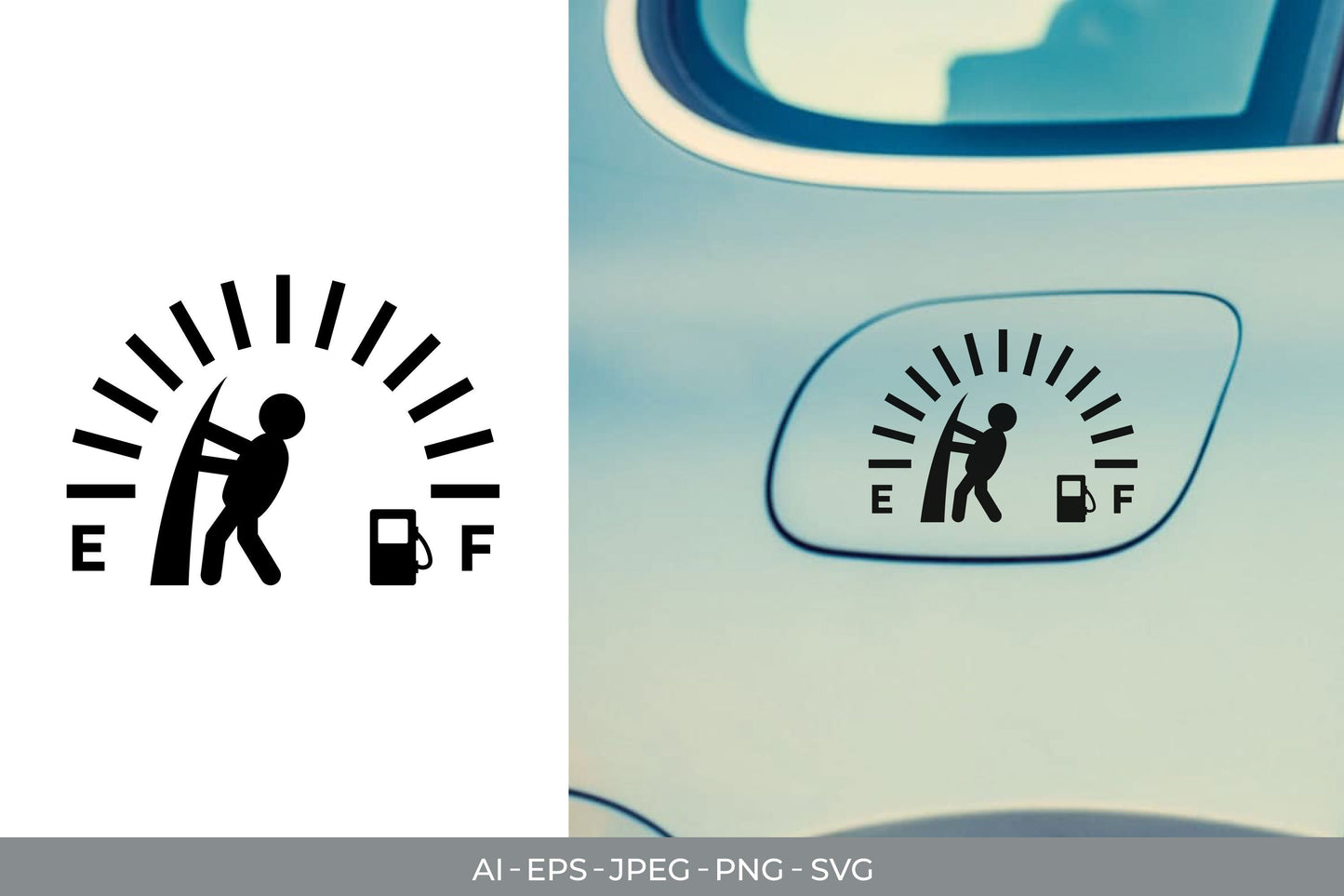 Man Pulling Gas Gauge Car Decal