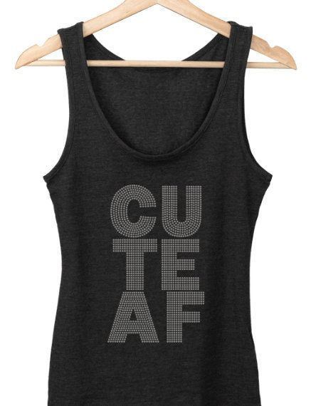 Cute AF Faux Rhinestone Tee T-Shirt