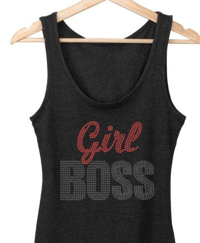 Girl Boss Faux Rhinestone Tank T-Shirt